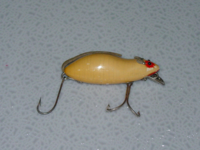 Vintage Fishing Lure. Heddon Meadow Mouse. Brown and white. 4200
